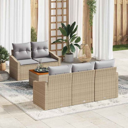 Set Divano da Giardino 6 pcs Beige e Grigio Chiaro polyrattan | homemem39
