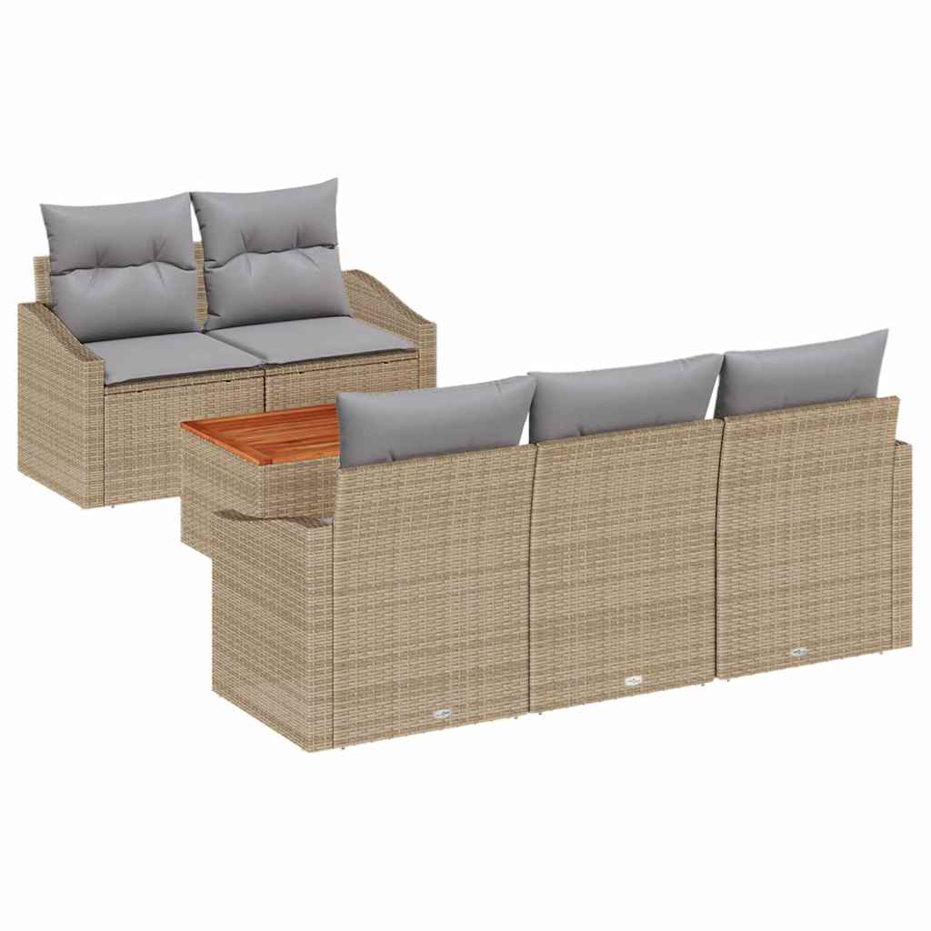 Set Divano da Giardino 6 pcs Beige e Grigio Chiaro polyrattan | homemem39