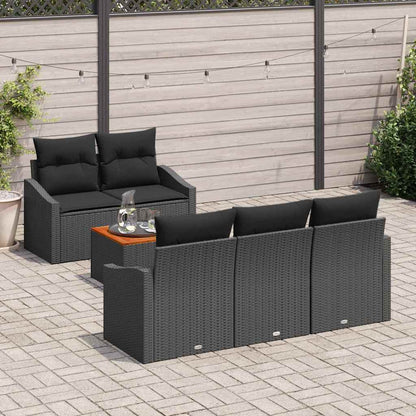 Set Divano da Giardino con archiviazione 6 pcs Nero polyrattan | homemem39