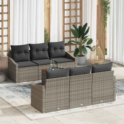 Set Divano da Giardino 7 pcs Grigio polyrattan | homemem39