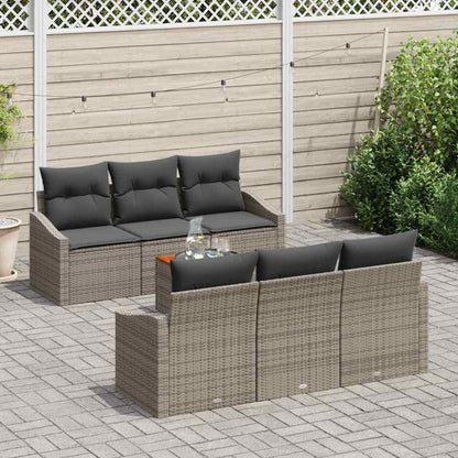 Set Divano da Giardino 7 pcs Grigio polyrattan | homemem39