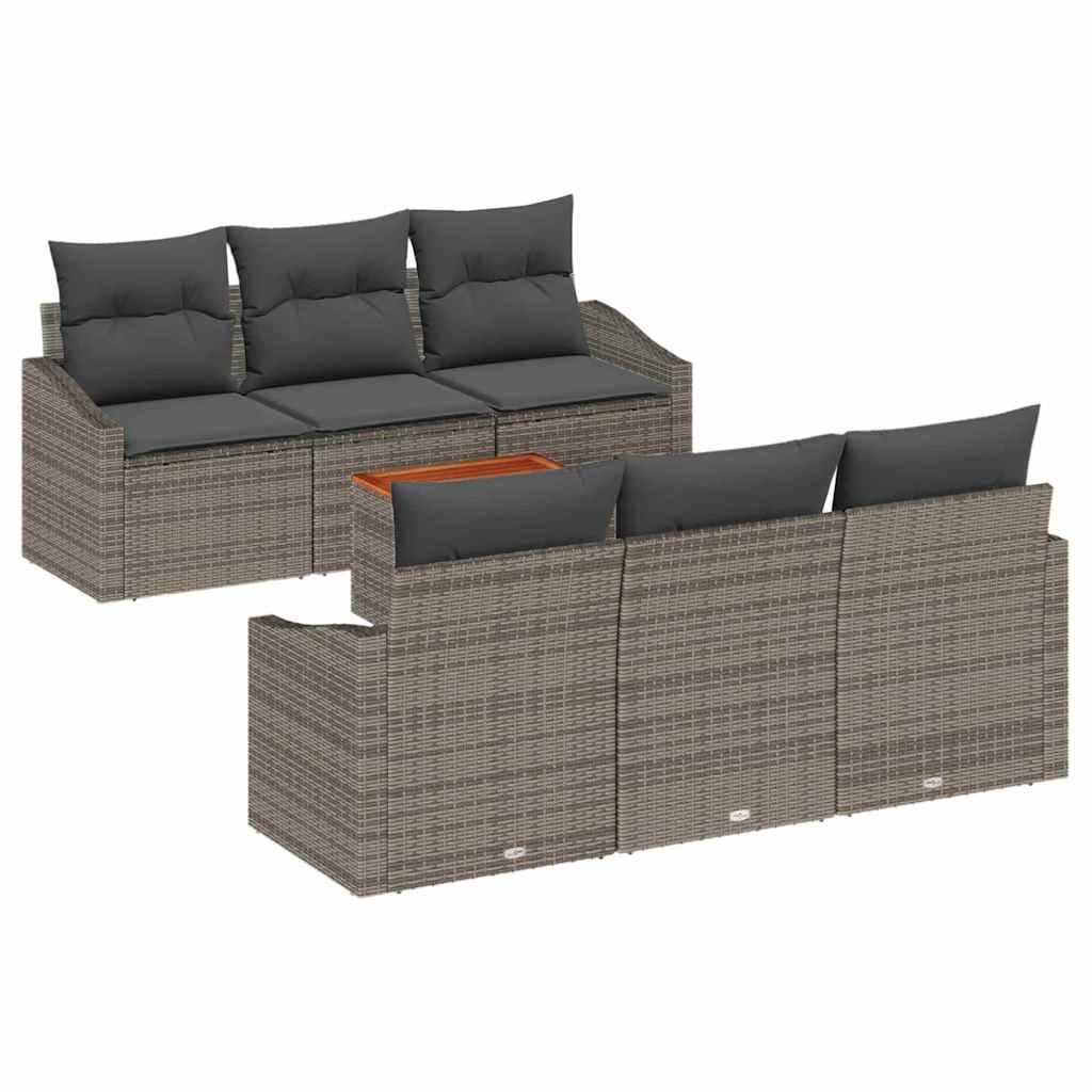 Set Divano da Giardino 7 pcs Grigio polyrattan | homemem39