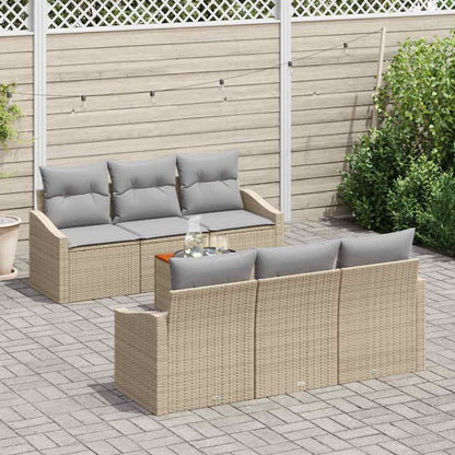 Set Divano da Giardino 7 pcs Beige e Grigio Chiaro polyrattan | homemem39