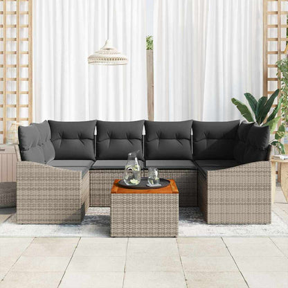 Set Divano da Giardino 7 pcs Grigio polyrattan | homemem39