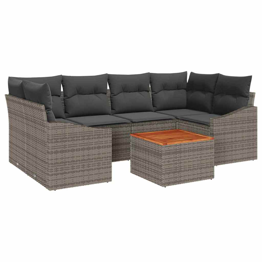 Set Divano da Giardino 7 pcs Grigio polyrattan | homemem39