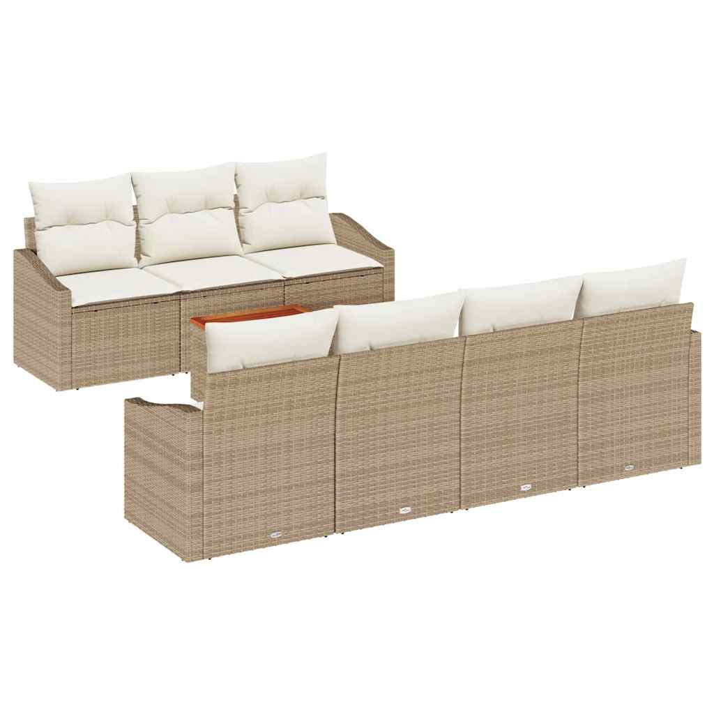 Set Divano da Giardino 8 pcs Beige e Crema polyrattan | homemem39