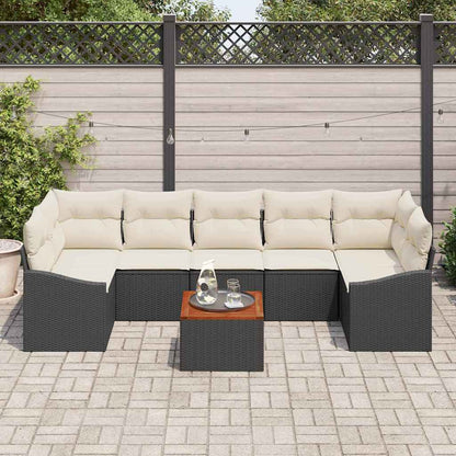 Set Divano da Giardino 8 pcs Nero e Crema polyrattan | homemem39