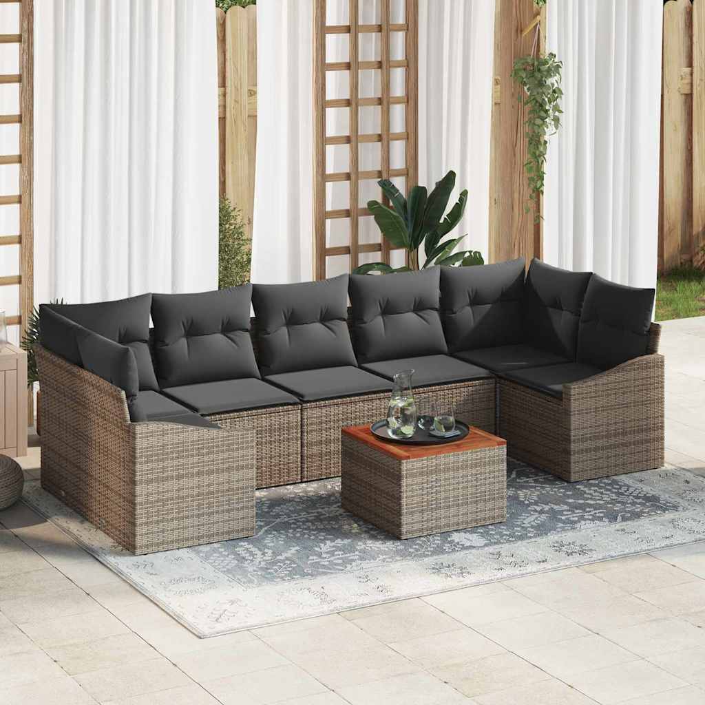 Set Divano da Giardino 8 pcs Grigio polyrattan | homemem39
