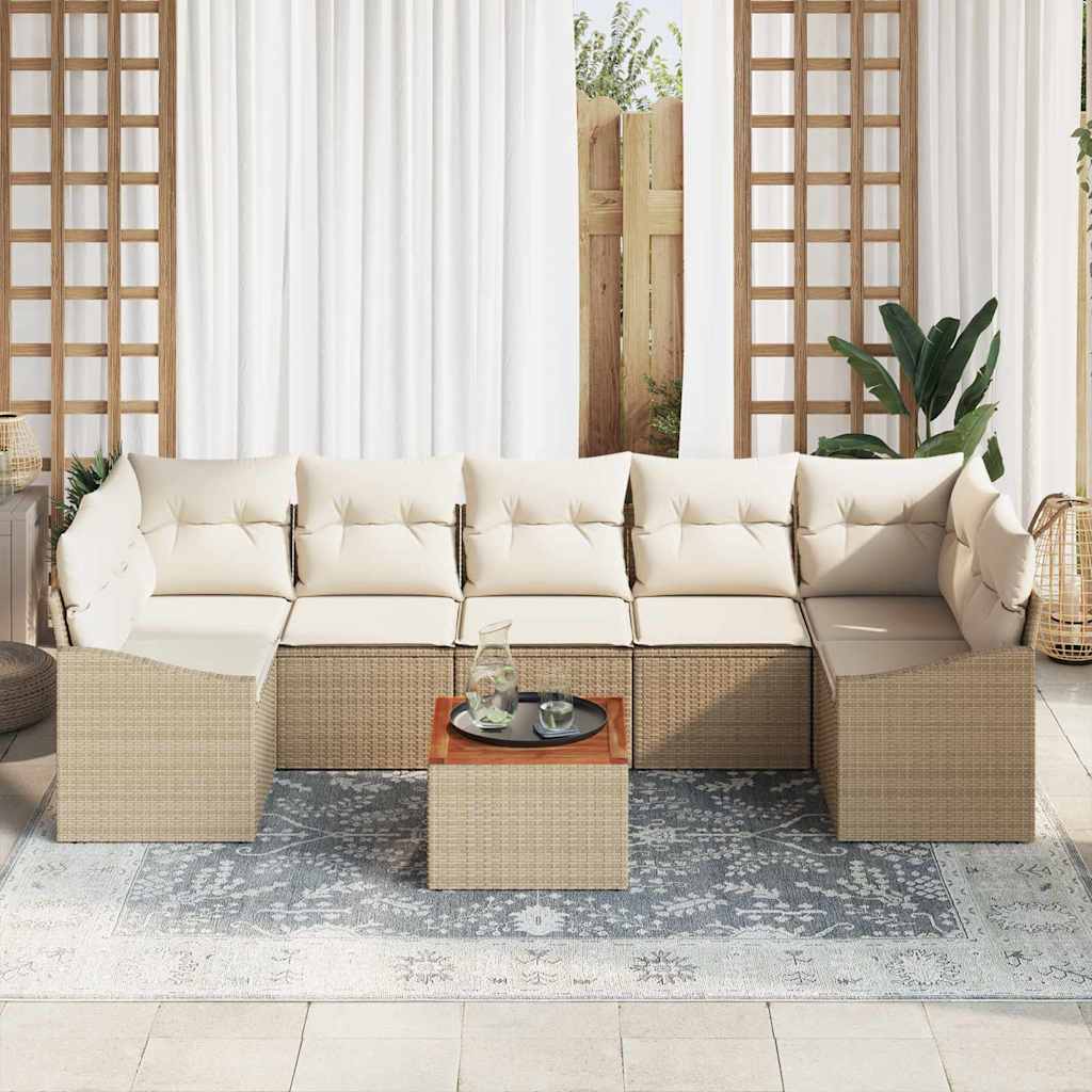 Set Divano da Giardino 8 pcs Beige e Crema polyrattan | homemem39