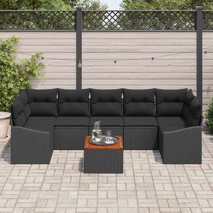 Set Divano da Giardino con archiviazione 8 pcs Nero polyrattan | homemem39