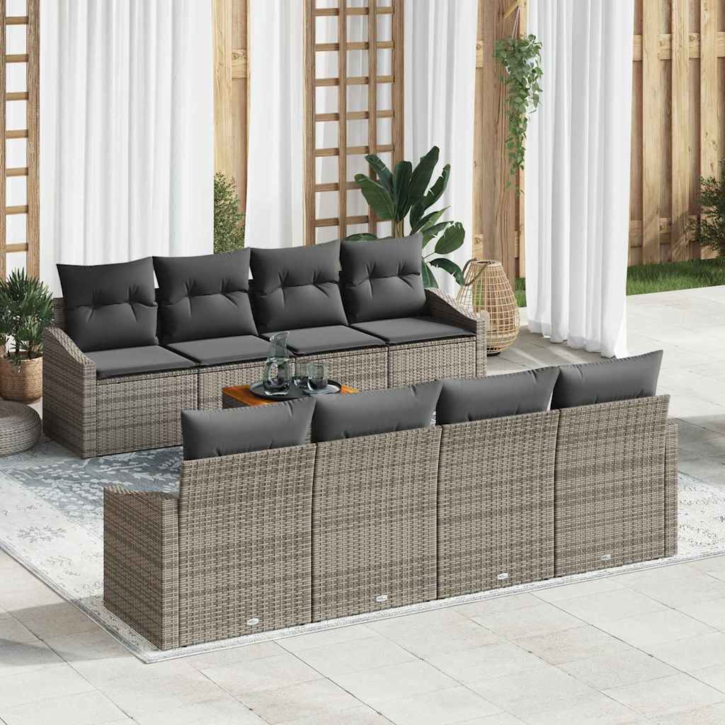 Set Divano da Giardino 9 pcs Grigio polyrattan | homemem39