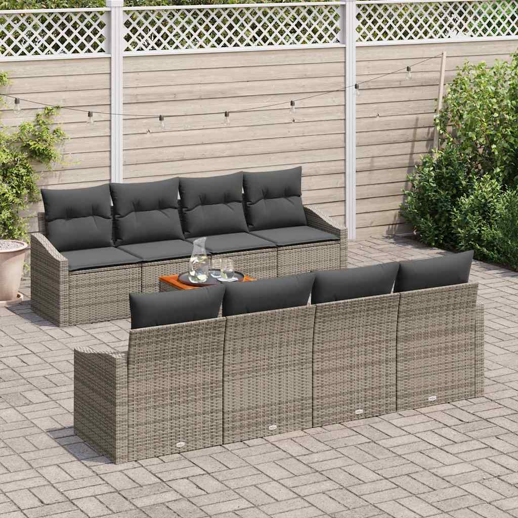 Set Divano da Giardino 9 pcs Grigio polyrattan | homemem39