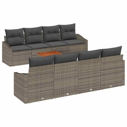 Set Divano da Giardino 9 pcs Grigio polyrattan