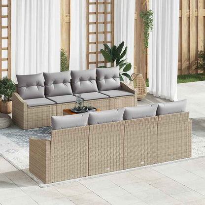 Set Divano da Giardino 9 pcs Beige e Grigio Chiaro polyrattan | homemem39