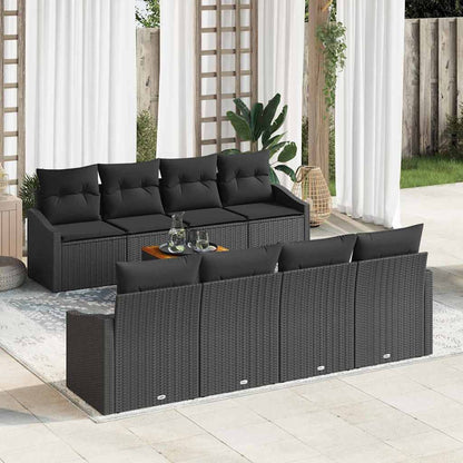 Set Divano da Giardino con archiviazione 9 pcs Nero polyrattan | homemem39