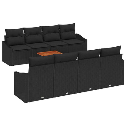 Set Divano da Giardino con archiviazione 9 pcs Nero polyrattan | homemem39