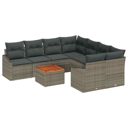 Set Divano da Giardino 9 pcs Grigio polyrattan | homemem39