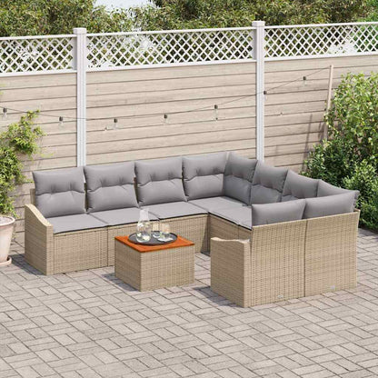 Set Divano da Giardino 9 pcs Beige e Grigio Chiaro polyrattan | homemem39