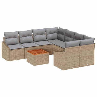 Set Divano da Giardino 9 pcs Beige e Grigio Chiaro polyrattan | homemem39