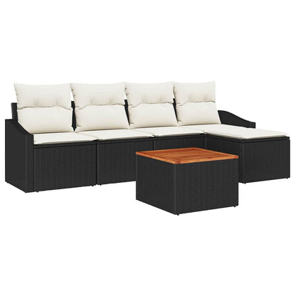 Set Divano da Giardino 6 pcs Nero e Crema polyrattan | homemem39