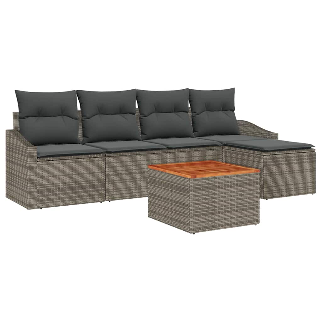 Set Divano da Giardino 6 pcs Grigio polyrattan | homemem39