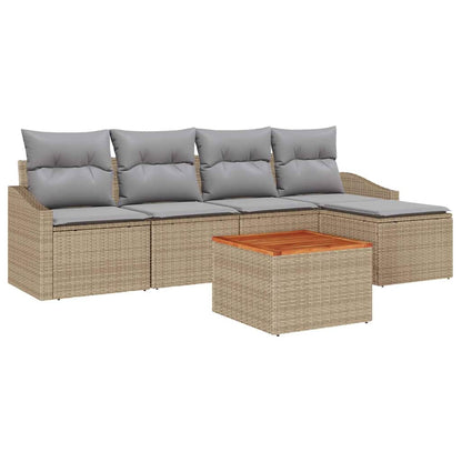 Set Divano da Giardino 6 pcs Beige e Grigio Chiaro polyrattan | homemem39