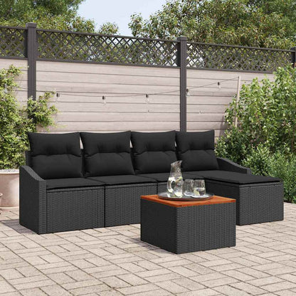 Set Divano da Giardino con archiviazione 6 pcs Nero polyrattan | homemem39