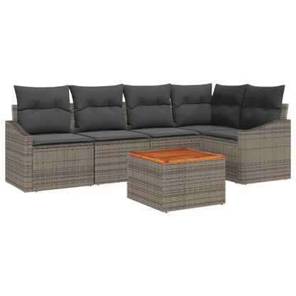 Set Divano da Giardino 6 pcs Grigio polyrattan | homemem39