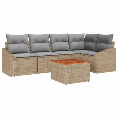 Set Divano da Giardino 6 pcs Beige e Grigio Chiaro polyrattan | homemem39