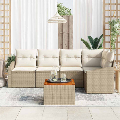Set Divano da Giardino 6 pcs Beige e Crema polyrattan | homemem39