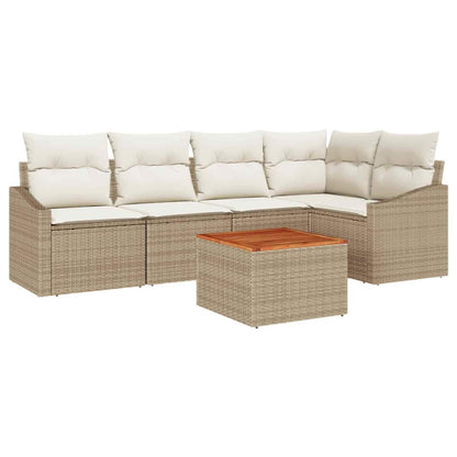 Set Divano da Giardino 6 pcs Beige e Crema polyrattan | homemem39