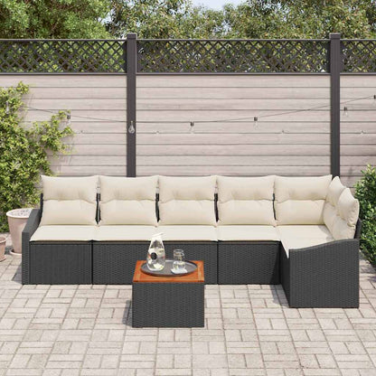 Set Divano da Giardino 7 pcs Nero e Crema polyrattan | homemem39