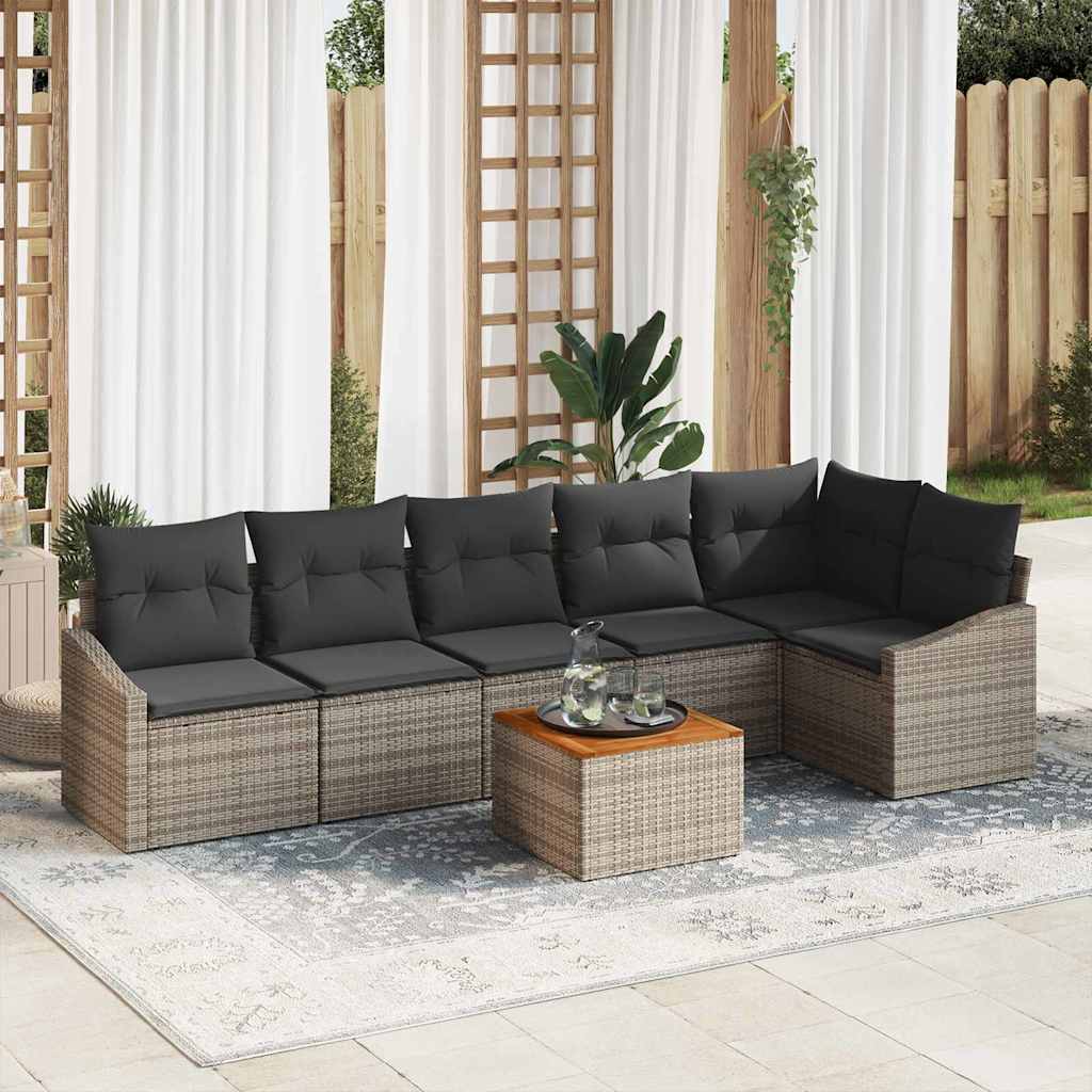 Set Divano da Giardino 7 pcs Grigio polyrattan | homemem39