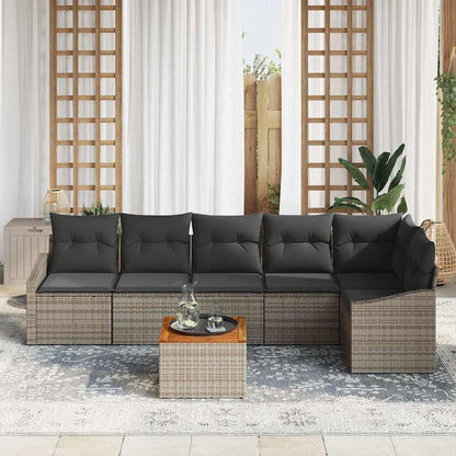 Set Divano da Giardino 7 pcs Grigio polyrattan | homemem39