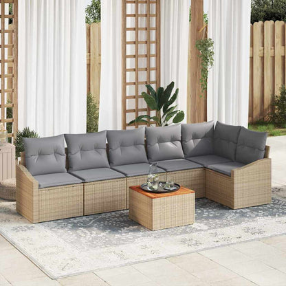 Set Divano da Giardino 7 pcs Beige e Grigio Chiaro polyrattan