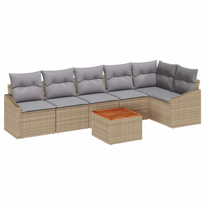 Set Divano da Giardino 7 pcs Beige e Grigio Chiaro polyrattan | homemem39
