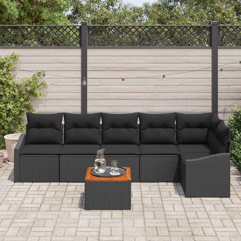 Set Divano da Giardino con archiviazione 7 pcs Nero polyrattan | homemem39