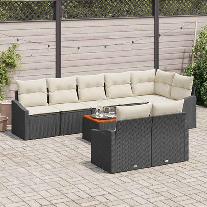 Set Divano da Giardino 9 pcs Nero e Crema polyrattan | homemem39