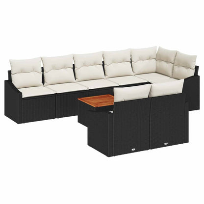 Set Divano da Giardino 9 pcs Nero e Crema polyrattan | homemem39
