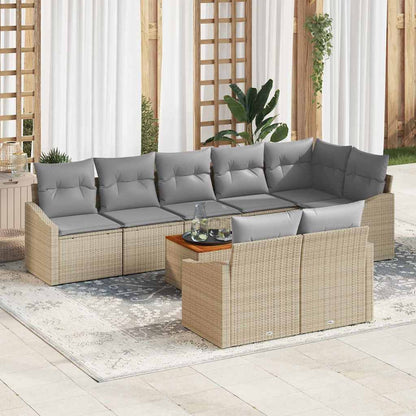 Set Divano da Giardino 9 pcs Beige e Grigio Chiaro polyrattan