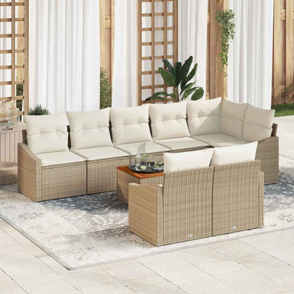 Set Divano da Giardino 9 pcs Beige e Crema polyrattan | homemem39