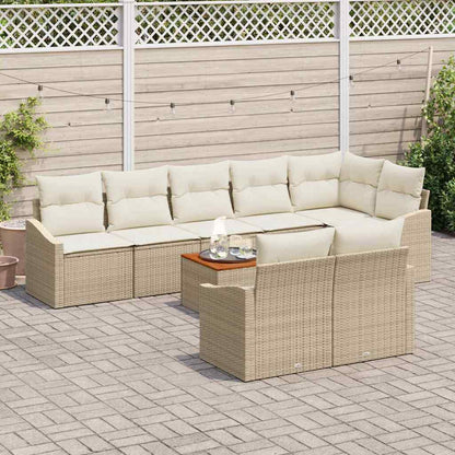 Set Divano da Giardino 9 pcs Beige e Crema polyrattan | homemem39