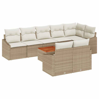 Set Divano da Giardino 9 pcs Beige e Crema polyrattan | homemem39