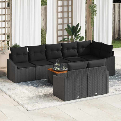 Set Divano da Giardino con archiviazione 9 pcs Nero polyrattan | homemem39
