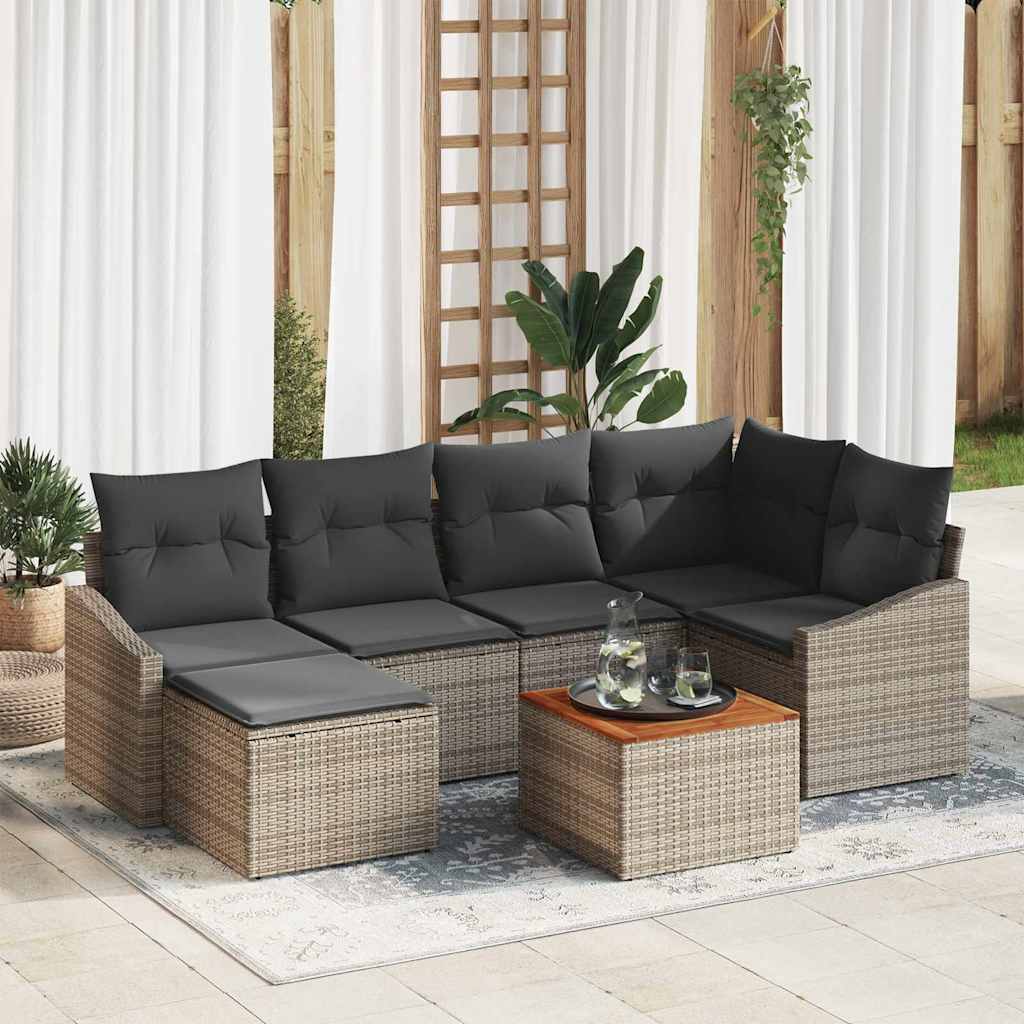 Set Divano da Giardino 7 pcs Grigio polyrattan | homemem39