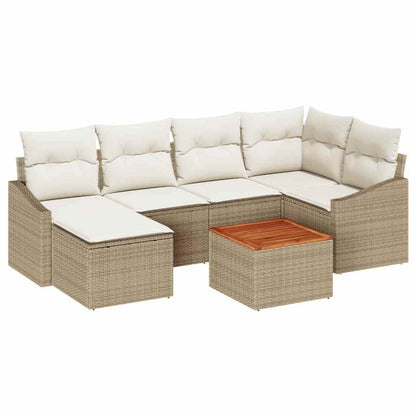 Set Divano da Giardino 7 pcs Beige e Crema polyrattan | homemem39