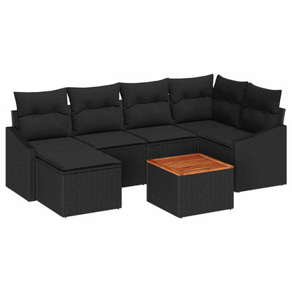 Set Divano da Giardino con archiviazione 7 pcs Nero polyrattan | homemem39