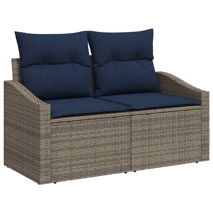 Set Divano da Giardino 7 pcs Grigio e Blu Navy polyrattan | homemem39