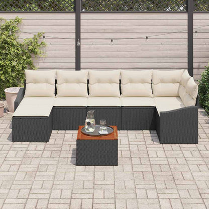 Set Divano da Giardino 8 pcs Nero e Crema polyrattan | homemem39