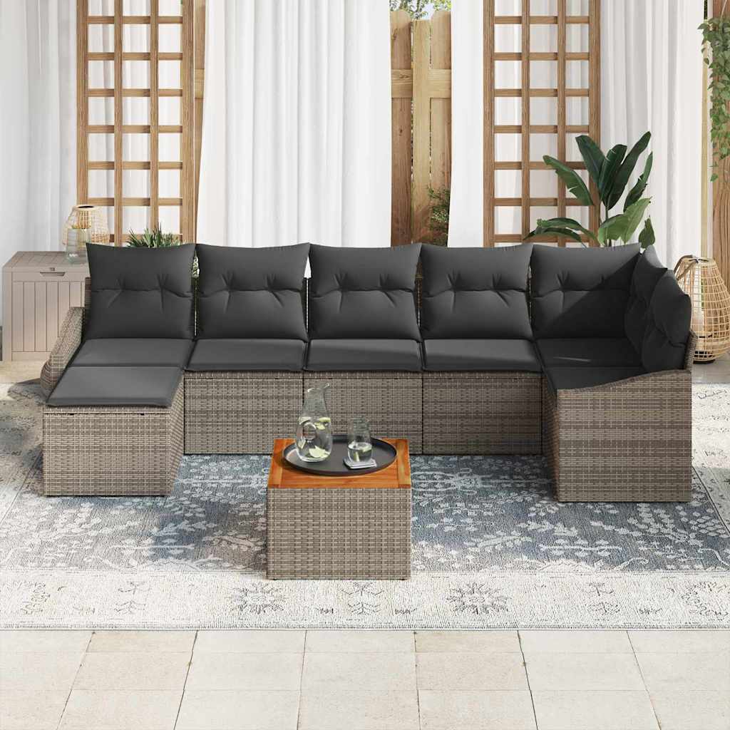 Set Divano da Giardino 8 pcs Grigio polyrattan